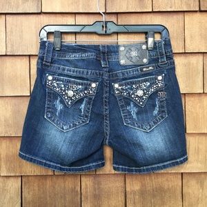 Miss Me Mid Rise Easy Cuff Short Rhinestones